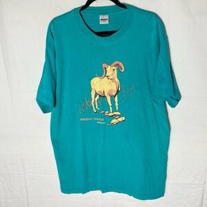 Vintage Murina Teal Cotton Burrego Springs California Ram Graphic Tee T Shirt XL